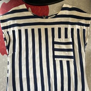 Madewell Navy and Cream Striped Dress